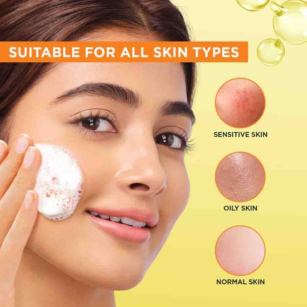 Refreshing foamy texture of Garnier Vitamin C Serum Cleanser